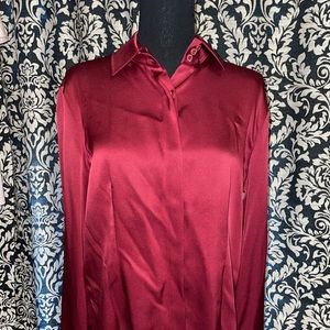 Red Satin Armani Collezioni button down shirt